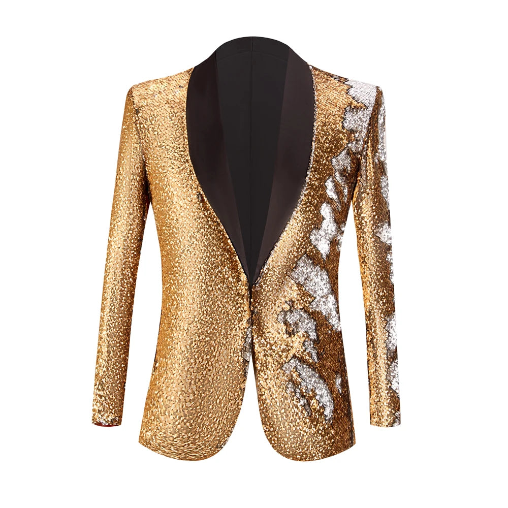 Men Shining Plus Size Handmake Black Blazer DJ Singers Nightclub Costume Stylish Suit Jacket Stage Men's Suits Sequined Jacket