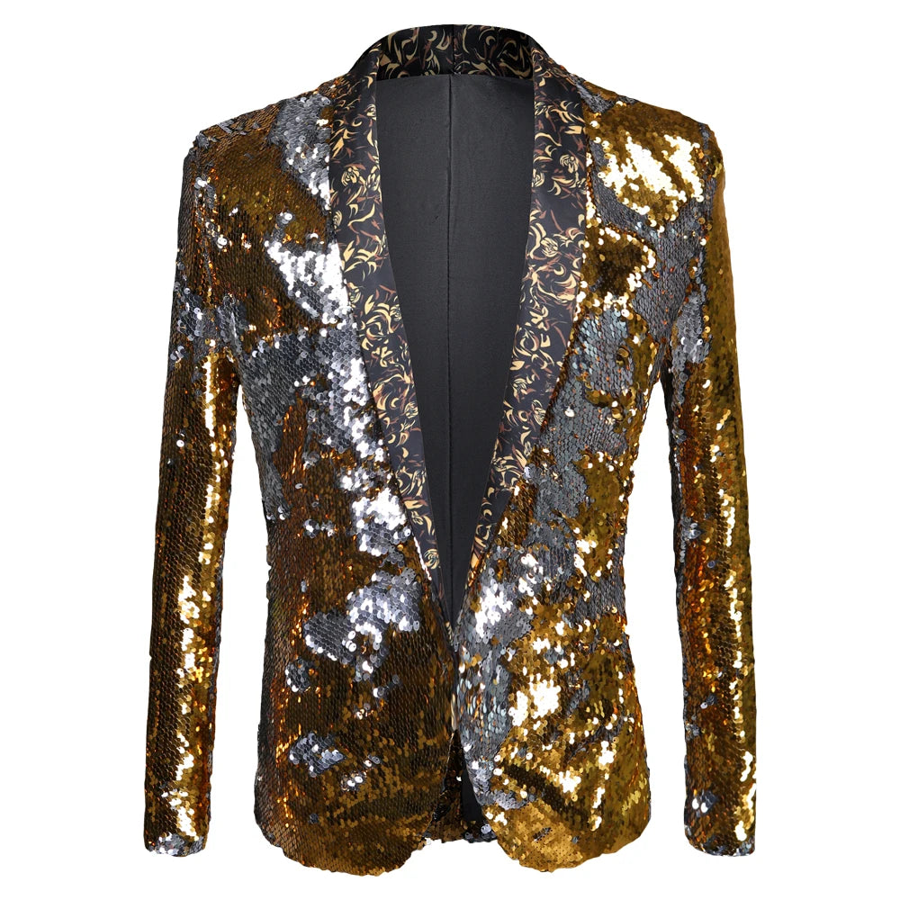 Men Shining Plus Size Handmake Black Blazer DJ Singers Nightclub Costume Stylish Suit Jacket Stage Men's Suits Sequined Jacket