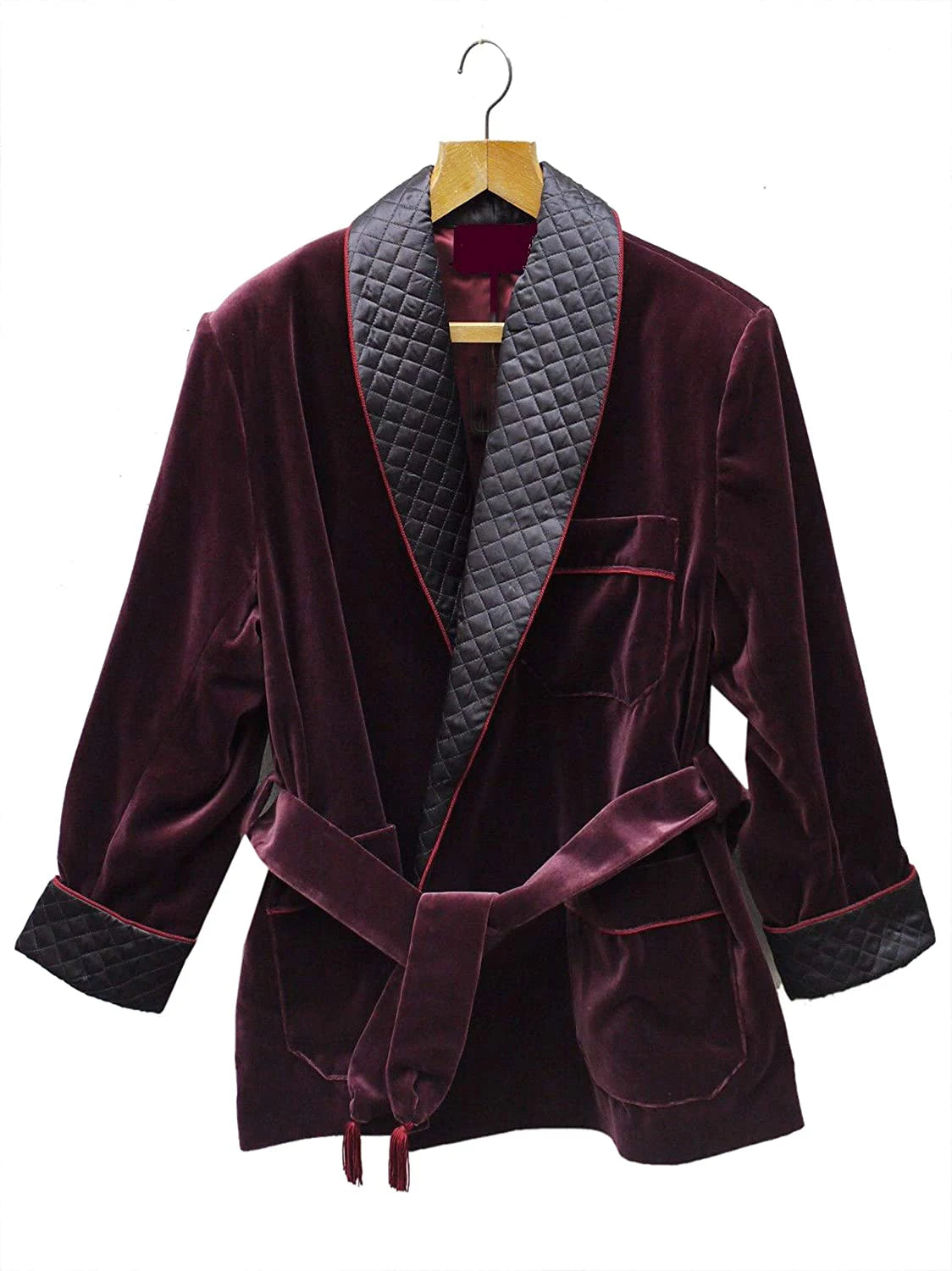 Men Smoking Jacket Burgundy Velvet Overcoat Robes Blazer New Year Party Wear Wedding Coat Tuxedos