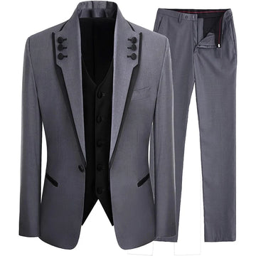 Men Tuxedo Suits Slim Fit 3 Piece Formal Suit Set Bridegroom Wedding Suit Blazer Vest Pant Party Suit