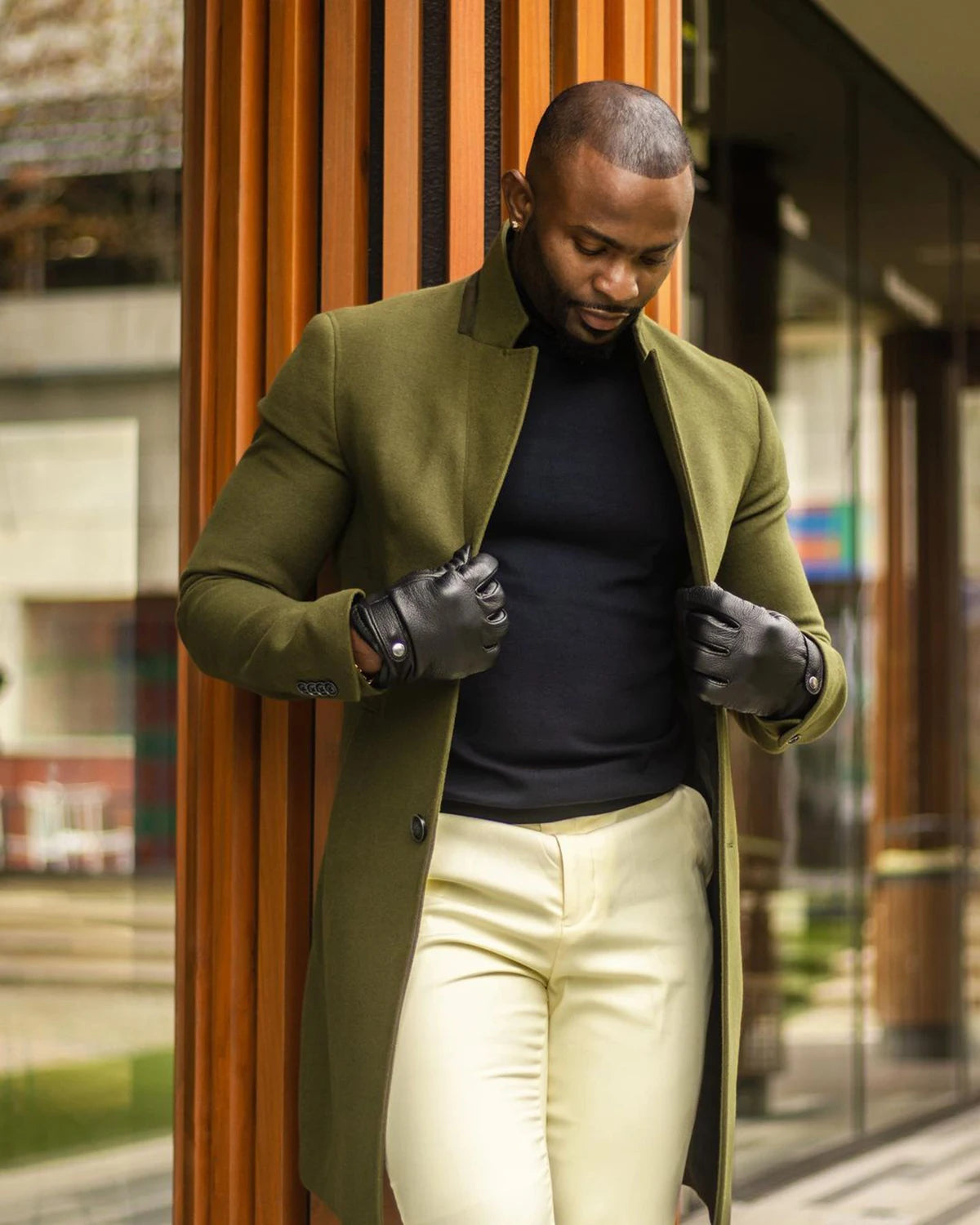 Abrigo de lana verde militar para hombre, traje a medida de una pieza, abrigo de un solo pecho, cálido, para negocios, boda, novio, graduación, a medida.