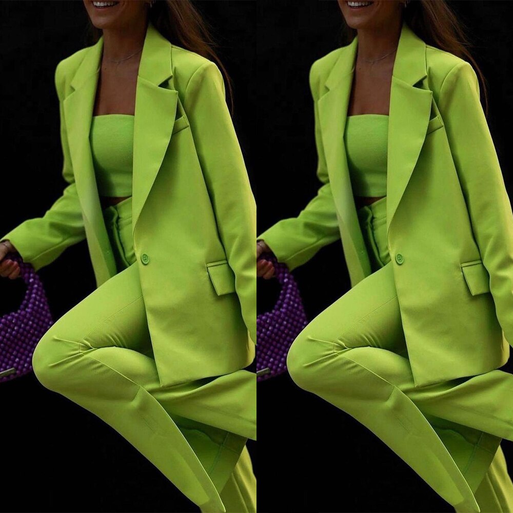 Traje de pantalón largo verde menta de 2 piezas para mujer, estilo urbano, para boda, para madre de la novia, para fiesta de noche, ropa formal. 