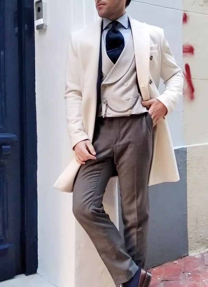 Costume homme moderne smoking deux pièces en laine mélangée veste et gilet mariage fête chanteur poitrine marié costume homme noir