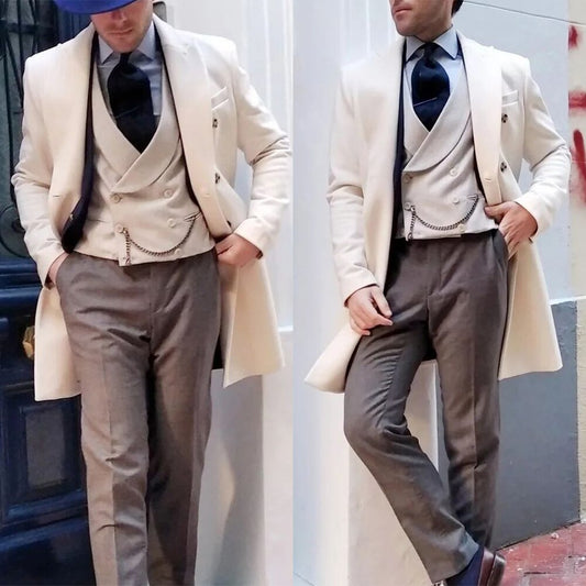Trajes de hombre modernos, esmoquin de dos piezas, mezcla de lana, chaqueta y chaleco, para bodas, fiestas, cantantes, novios, traje negro.