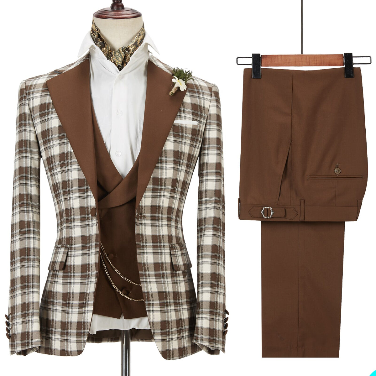 Trajes modernos para hombre con solapa chal de tres piezas con entramado, esmoquin de boda de diseñador, traje colorido para hombre, nuevo diseño 