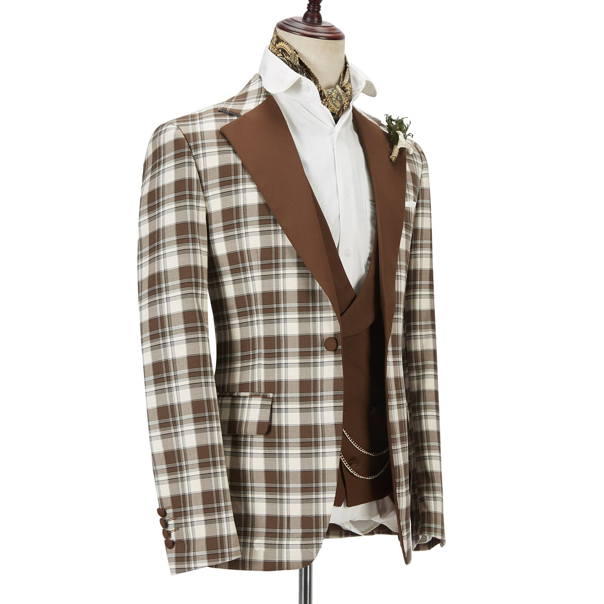 Trajes modernos para hombre con solapa chal de tres piezas con entramado, esmoquin de boda de diseñador, traje colorido para hombre, nuevo diseño 