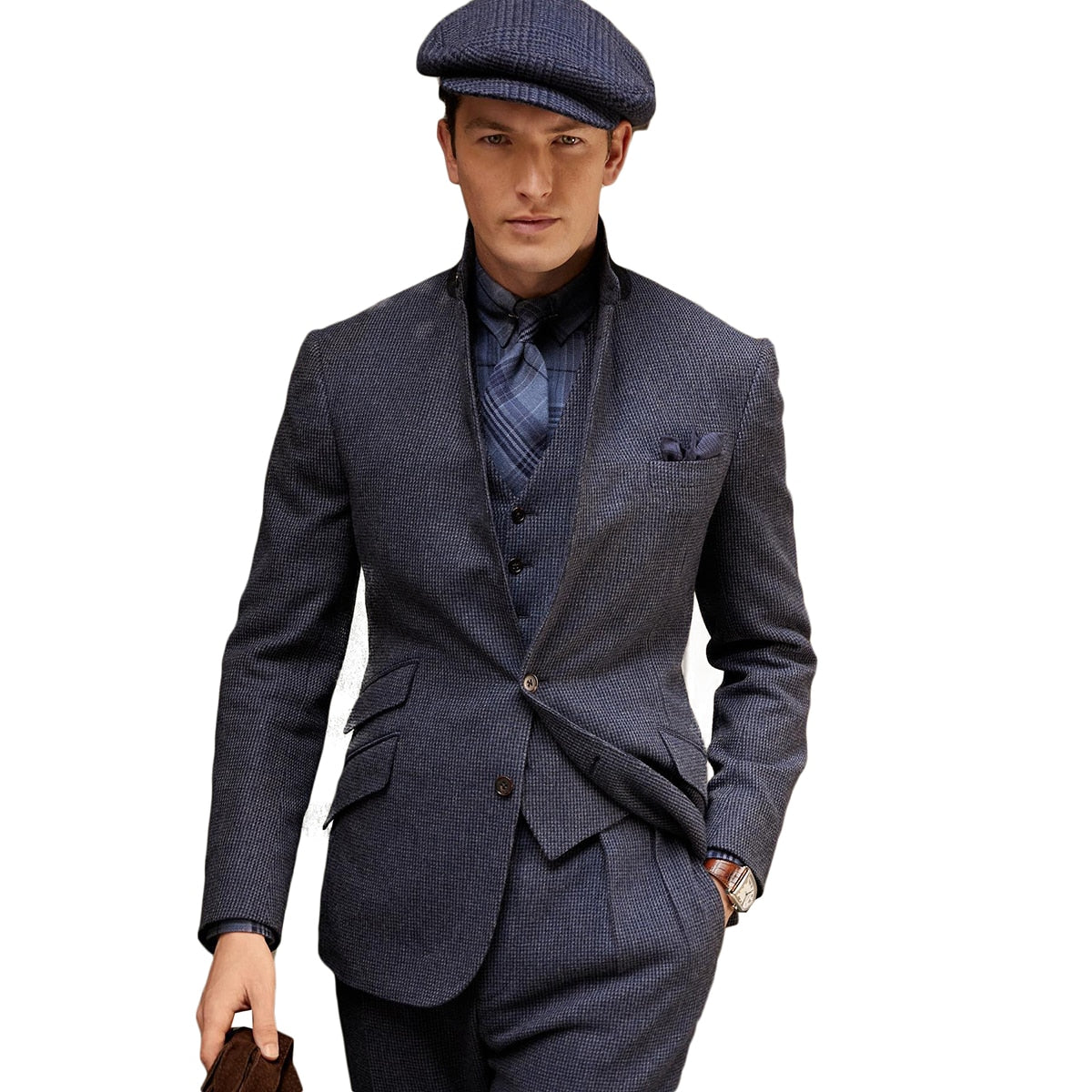 Traje moderno para hombre, 3 piezas, blazer, pantalón, botonadura sencilla, sin solapa, para negocios, formal, para trabajo, boda, novio, talla grande 