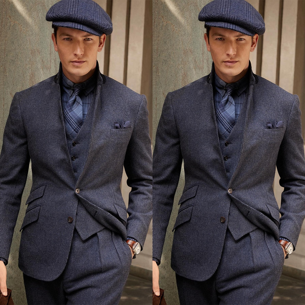 Traje moderno para hombre, 3 piezas, blazer, pantalón, botonadura sencilla, sin solapa, para negocios, formal, para trabajo, boda, novio, talla grande 