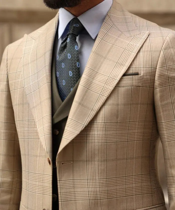 Trajes modernos para hombre, a medida, de 3 piezas, con blazer, chaleco y pantalón, de botonadura sencilla, solapa de pico, a cuadros, a rayas, para novio, hechos a medida, talla grande. 
