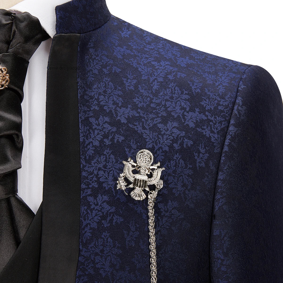 Trajes modernos para hombre, a medida, 3 piezas, blazer jacquard, chaleco negro, pantalón, un botón, sin solapa, para boda, formal, a medida, talla grande. 