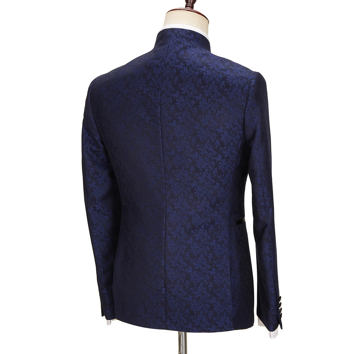 Trajes modernos para hombre, a medida, 3 piezas, blazer jacquard, chaleco negro, pantalón, un botón, sin solapa, para boda, formal, a medida, talla grande. 