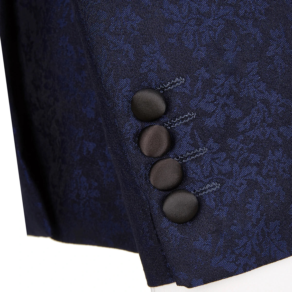 Trajes modernos para hombre, a medida, 3 piezas, blazer jacquard, chaleco negro, pantalón, un botón, sin solapa, para boda, formal, a medida, talla grande. 