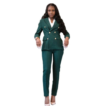 Mother Of The Birde Pants Suits Hunter Green Striped Street Celebration Blazer Set Evening Party Prom Wear 2 Pieces