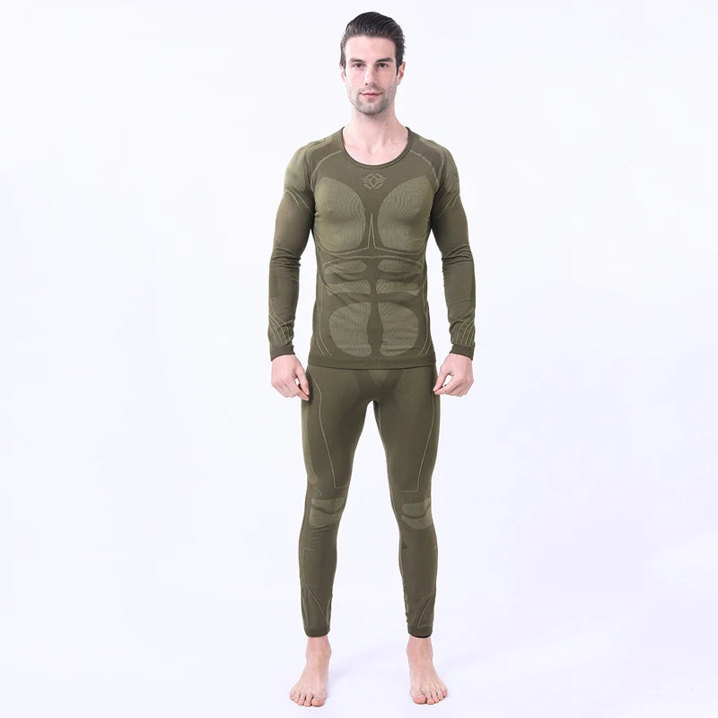 Men's Compression Shirt and Pants Set Long Sleeve Fitness Sportswear Black