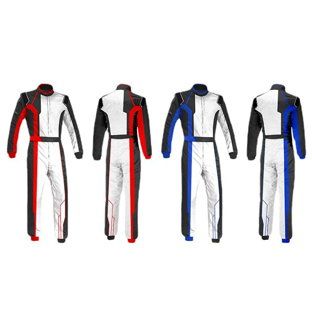 Men's Black Red and White Racing Suit with Full Body Protection