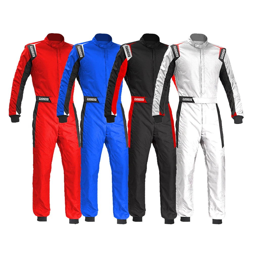 Mono de carreras de una pieza en rojo, azul, negro y blanco para hombre y mujer