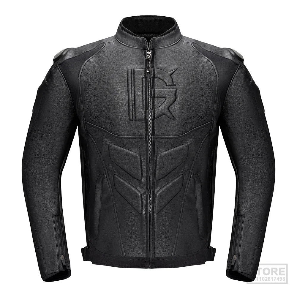 Ensemble veste et pantalon de moto en cuir noir pour homme 