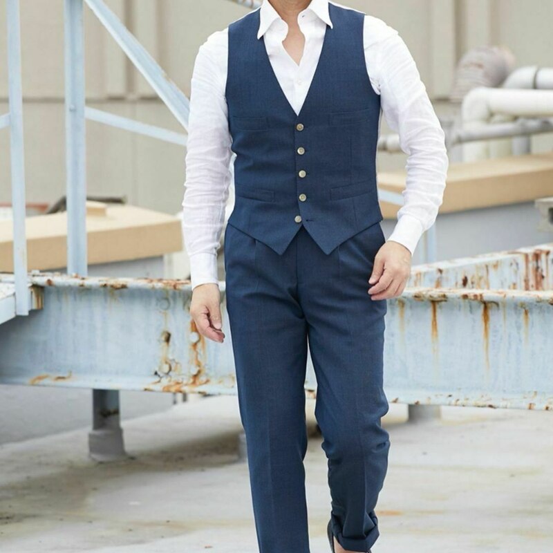 Costume bleu marine pour homme, deux boutons, revers en pointe, smoking de mariage, bal, soirée, dîner, sur mesure, 3 pièces