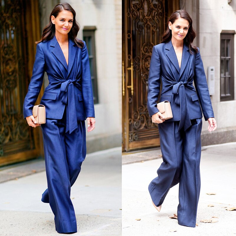 Trajes de mujer azul marino estilo callejero traje de madre de la novia traje formal de fiesta de noche ropa de boda 