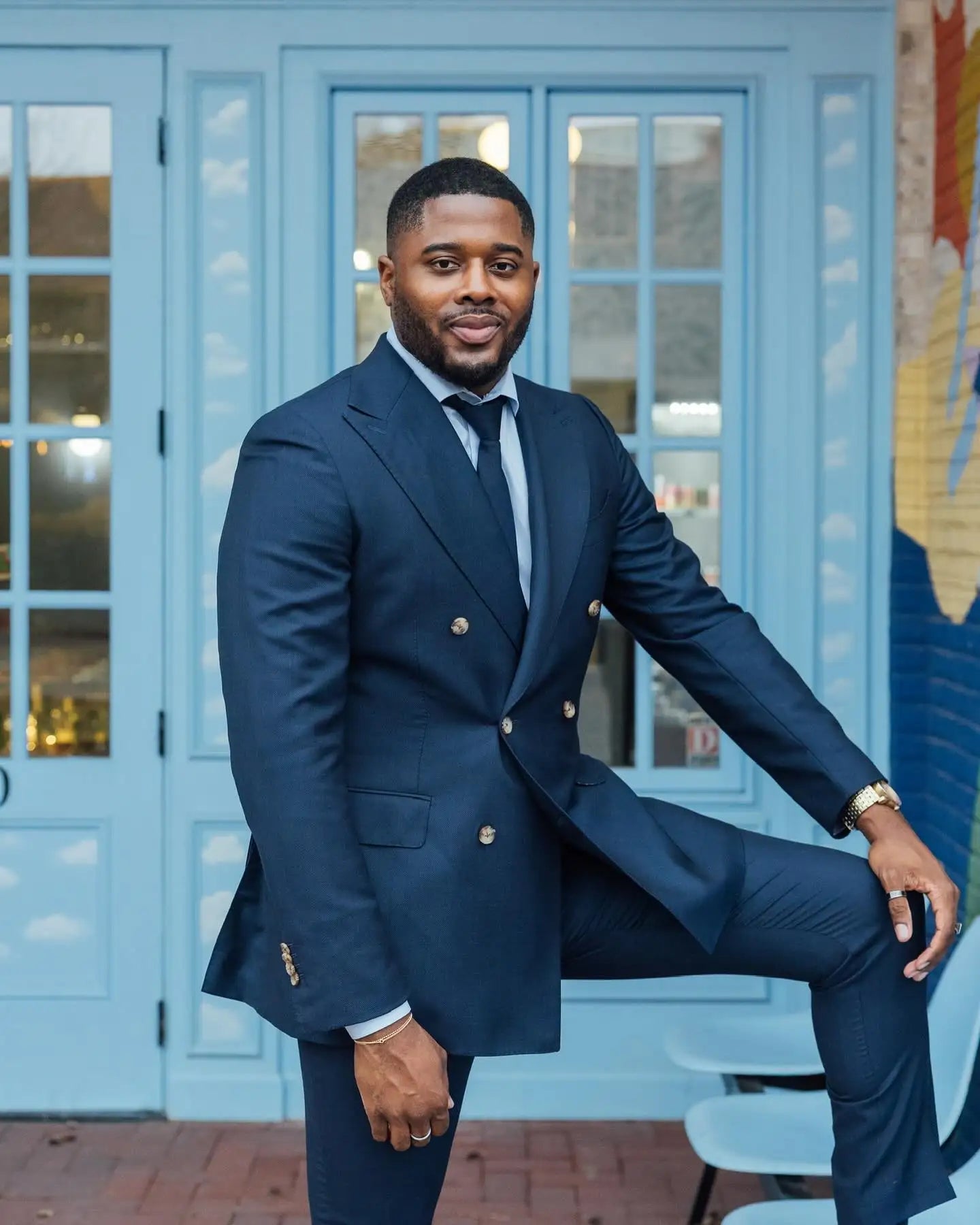 Traje de hombre azul marino con doble botonadura, conjunto de blazer para hombre, esmoquin de negocios, chaqueta y pantalón con solapa de pico, traje de novio para boda