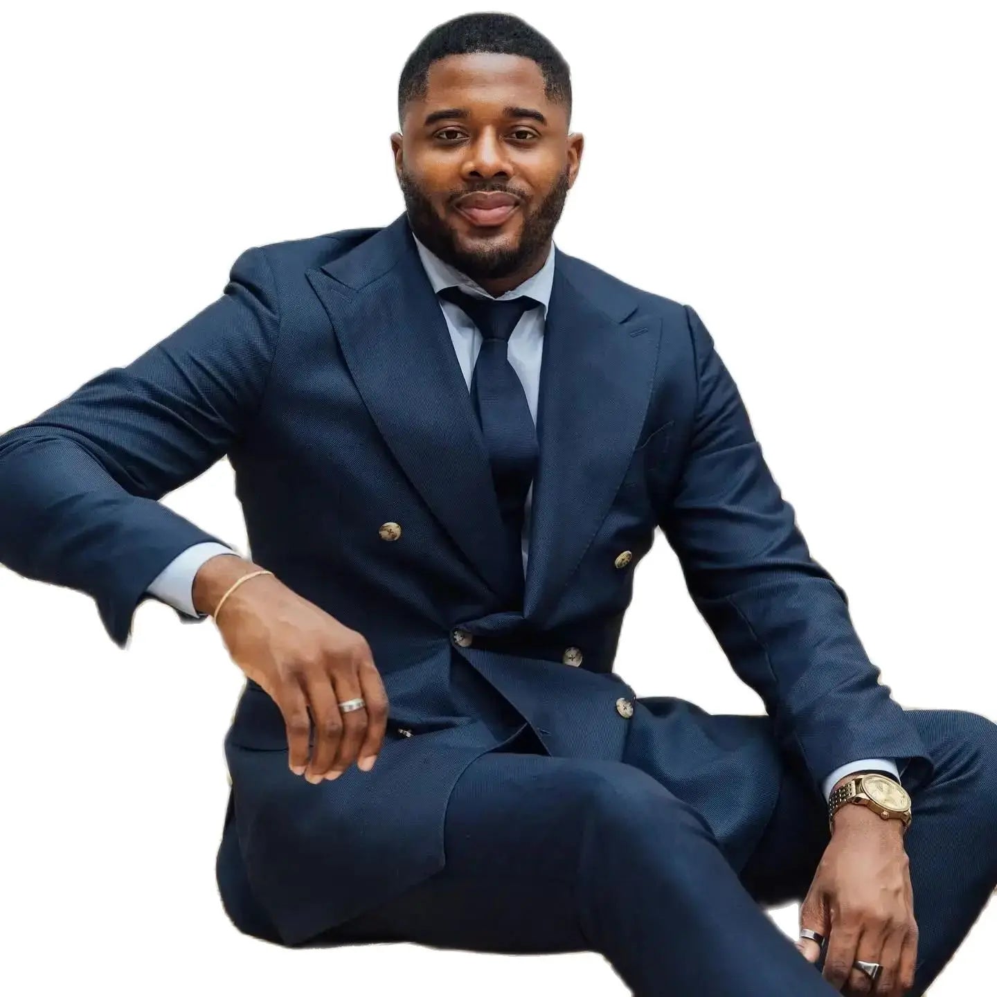 Traje de hombre azul marino con doble botonadura, conjunto de blazer para hombre, esmoquin de negocios, chaqueta y pantalón con solapa de pico, traje de novio para boda