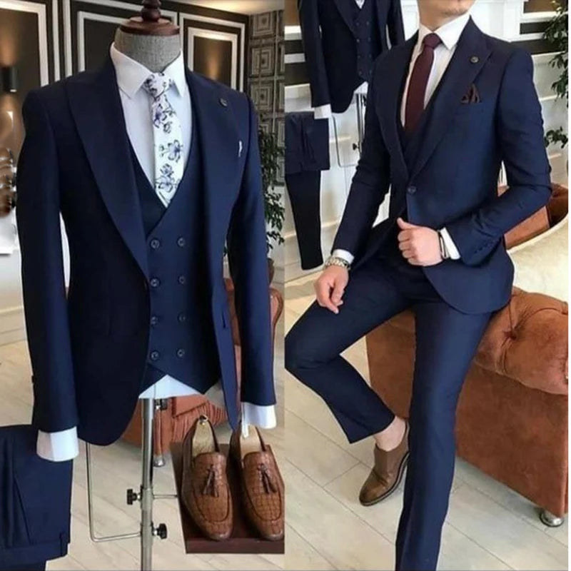 Costume 3 pièces jaune pour homme, coupe slim, revers en pointe, un bouton, sur mesure, Terno Masculino (veste, pantalon, gilet)