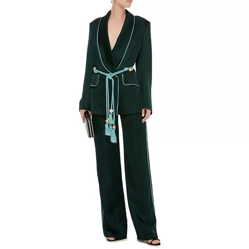Costume vert pour femme, coupe slim, pour mère de la mariée, smoking de bureau, tenue de soirée, de bal, 2 pièces 