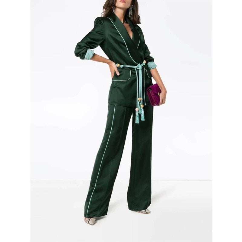 Costume vert pour femme, coupe slim, pour mère de la mariée, smoking de bureau, tenue de soirée, de bal, 2 pièces 