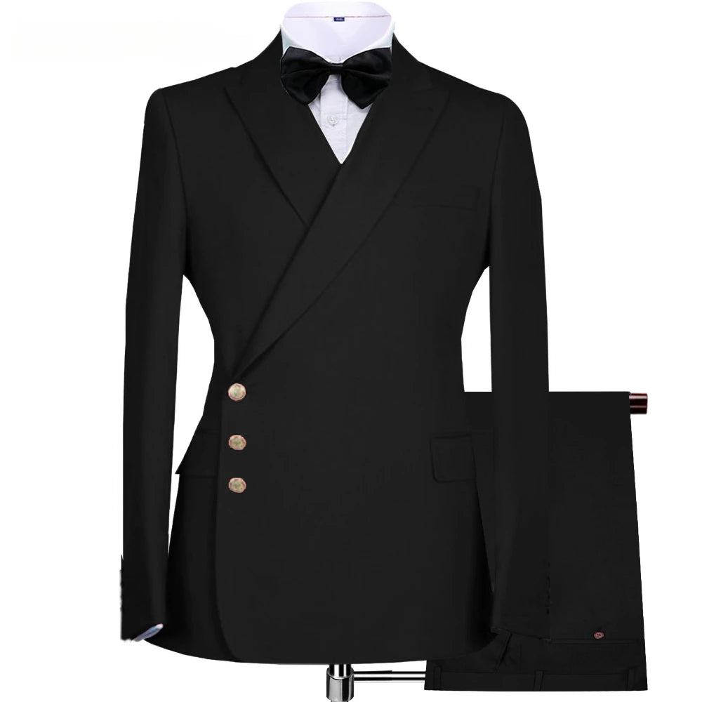 Trajes de hombre de dos piezas, elegantes, con solapa de pico y un solo pecho, estilo formal, informal, elegante, para oficina, novedad