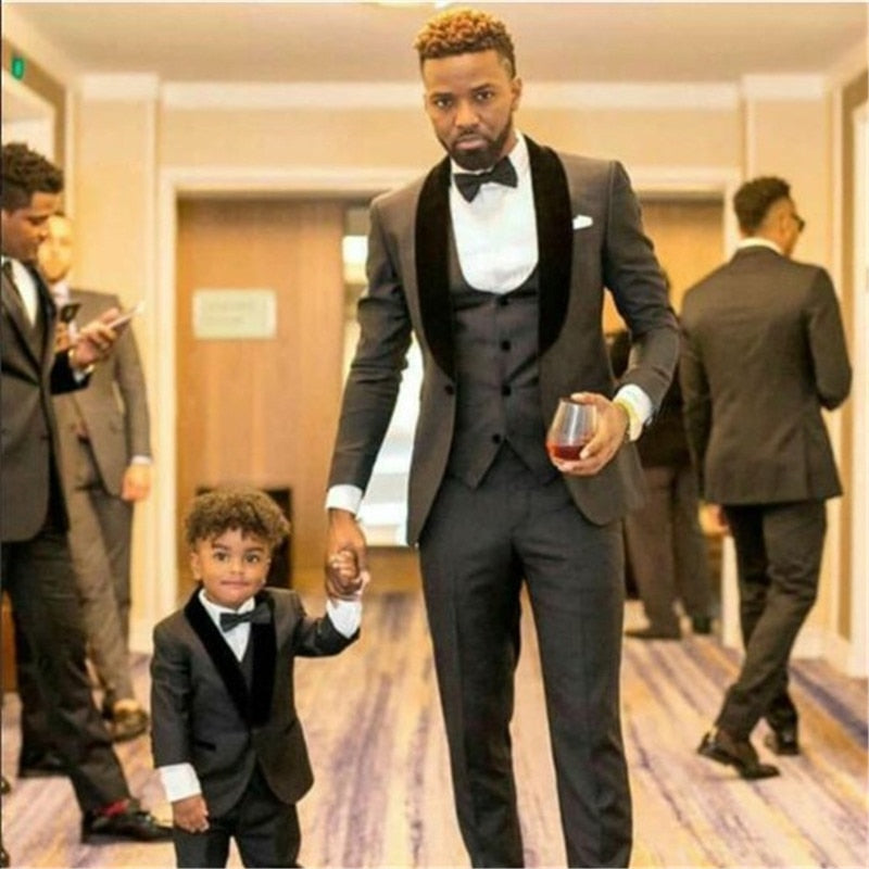 Men's Black 3-Piece Suit with Tie for Wedding, Groom & Party (Jacket, Pants, Vest)
