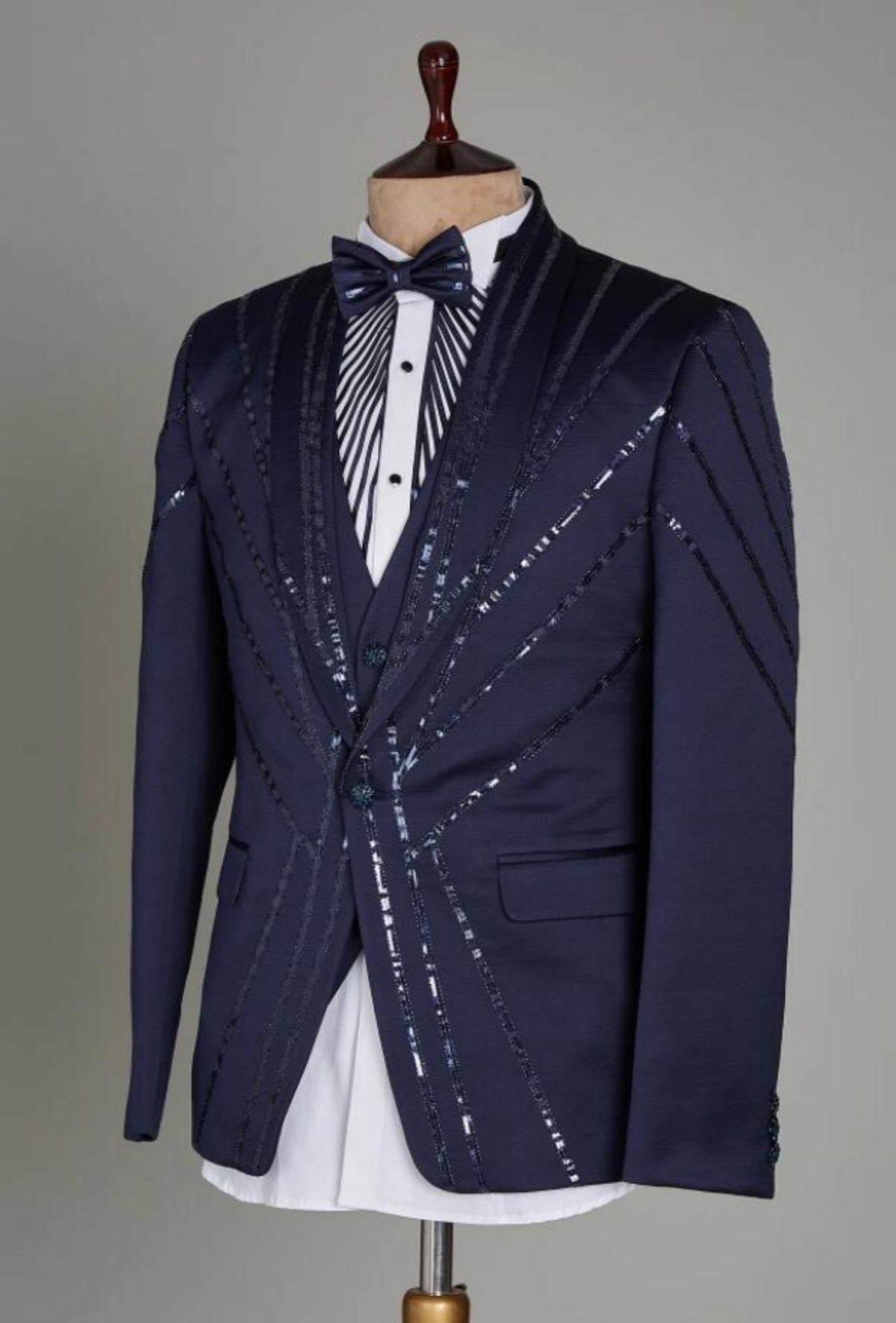 Costume de mariage bleu pour homme, 2 pièces, avec paillettes, sur mesure, pour marié, pour occasions formelles, fête, chanteur 