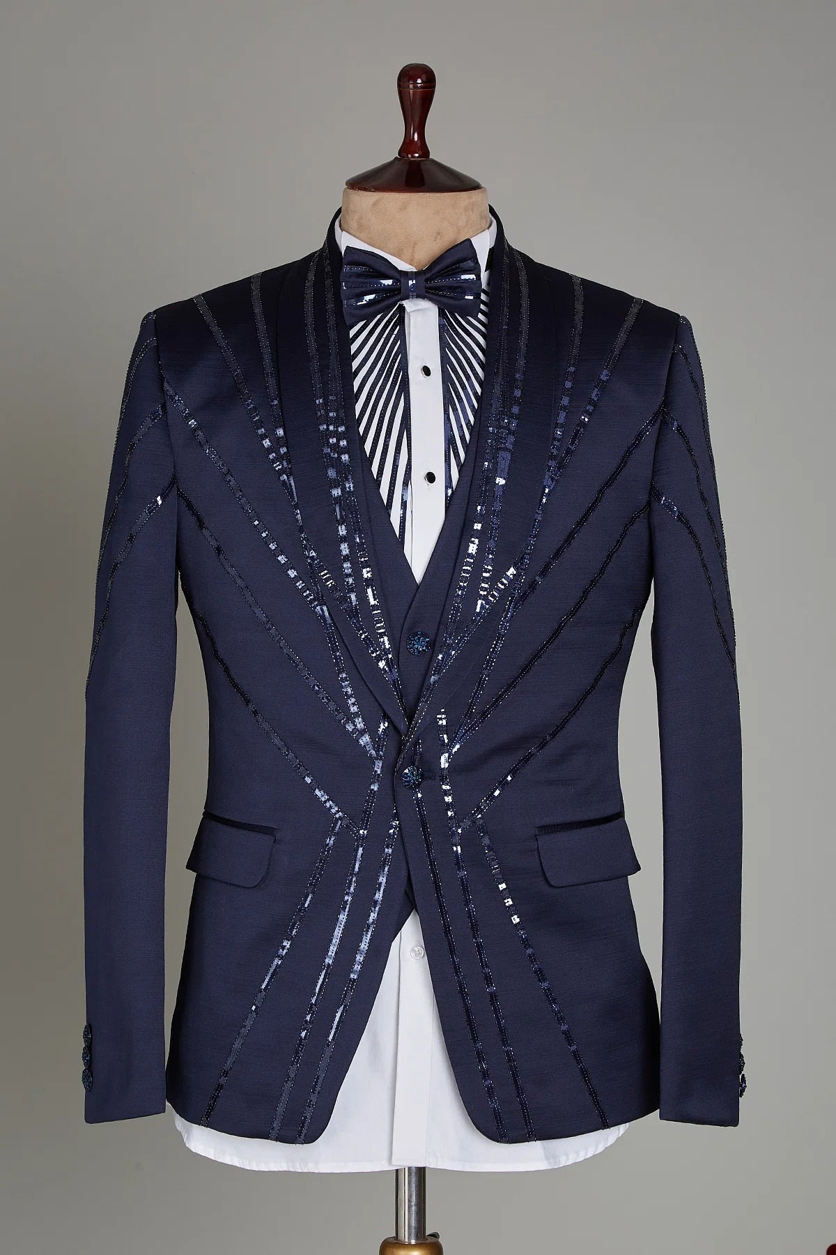 Costume de mariage bleu pour homme, 2 pièces, avec paillettes, sur mesure, pour marié, pour occasions formelles, fête, chanteur 