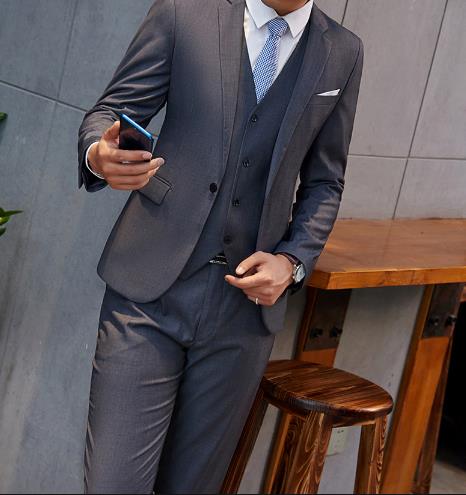 Costume gris pour homme, style smoking, blazer, coupe slim, costume de bal, mariage, Terno, 3 pièces, veste, pantalon et gilet 