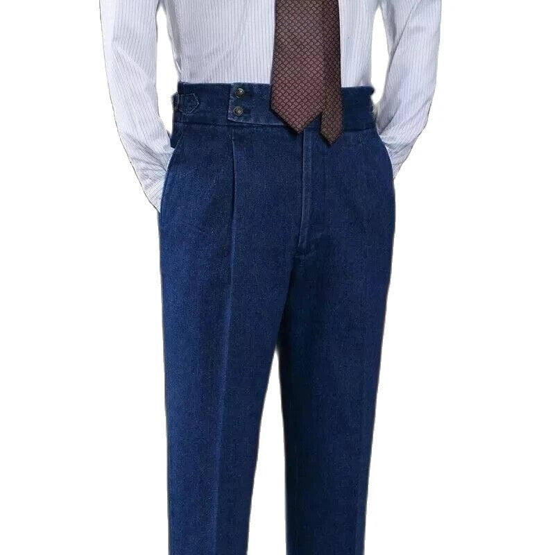 Costume homme décontracté en denim bleu Oxford, ensemble 2 pièces veste et pantalon, coupe slim, pour mariage, bal de promo 
