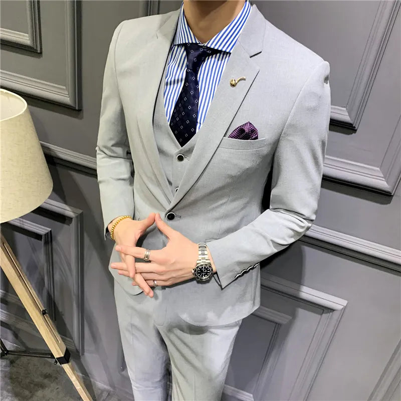 Costumes pour hommes Business Casual Classique Couleur unie Hommes Costumes Ensemble 3 pièces pour hommes 
