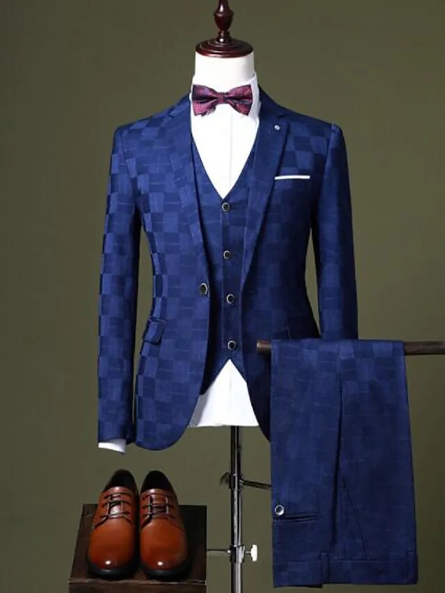 Traje de hombre de nuevo diseño, 3 piezas, blazer, chaleco, pantalón, cuello de lazo, botonadura sencilla, hebilla, ropa de trabajo, traje de boda de negocios.