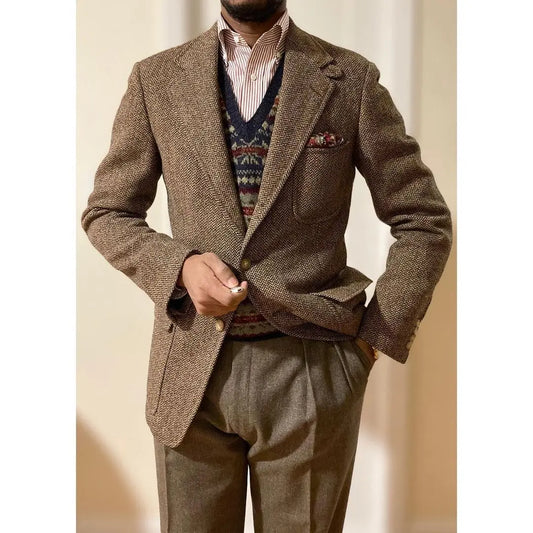 Nuevo diseño, esmoquin vintage para hombre, elegante blazer formal clásico para boda, fiesta, graduación, chaqueta informal de uso diario, abrigo de 1 pieza