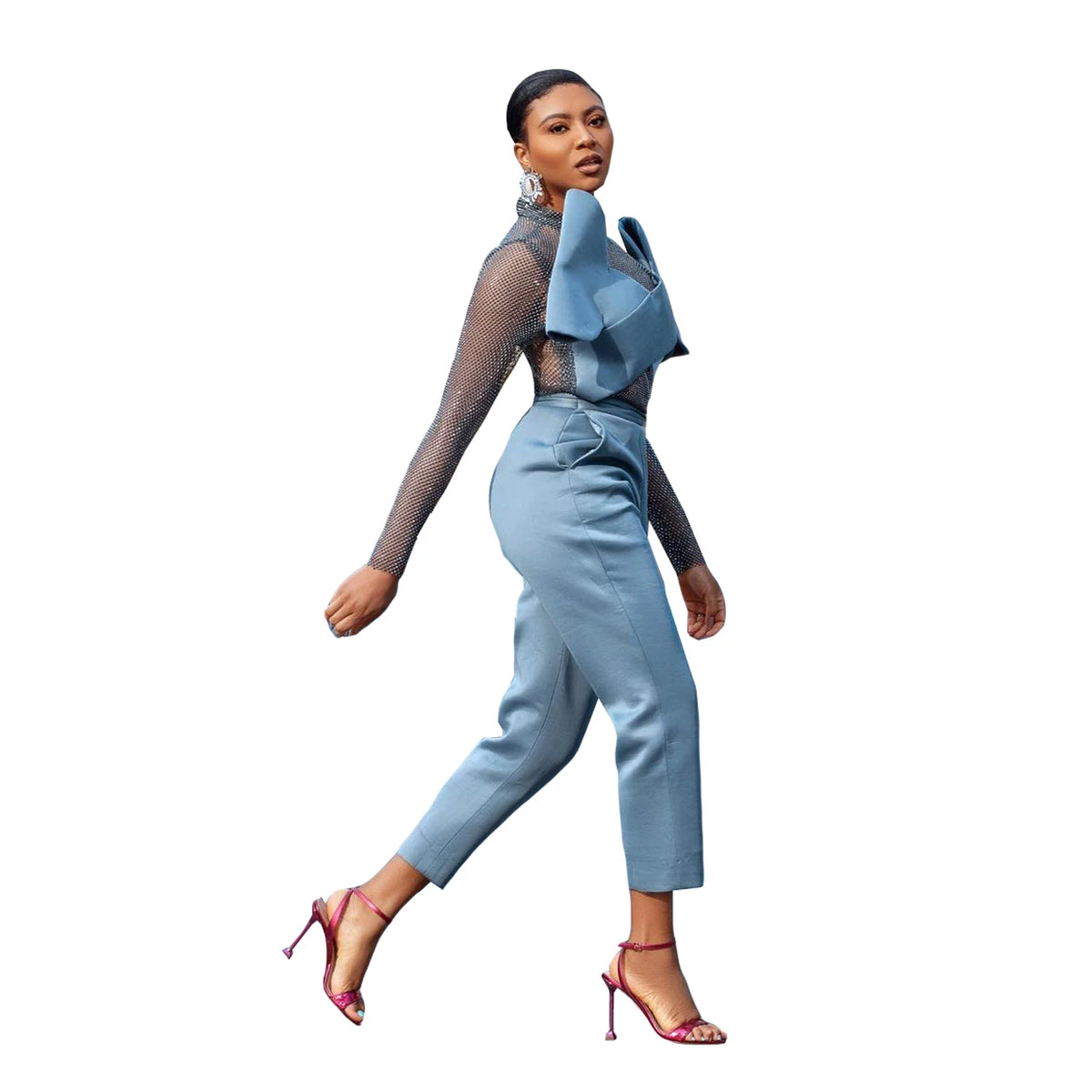 Ensemble 2 pièces pour femme, nouvelle collection, col haut, manches longues, veste, pantalon crayon, bal, fête, sur mesure