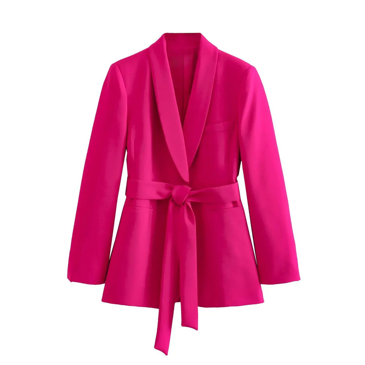 Conjunto de 2 piezas de blazer holgado y elegante para mujer, pantalón de cintura alta, color liso, informal, con cordones 