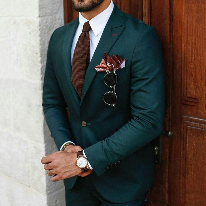Costume homme d'affaires vert 2 pièces, smoking de mariage, personnalisé, tenues de garçons d'honneur (veste + pantalon) 