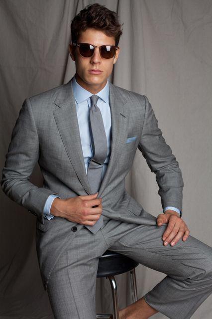 Gray Shawl Lapel Men's Wedding Suits Wedding Suits Two Buttons Groom Wedding Suits Two Pieces ( Jacket+Pants)
