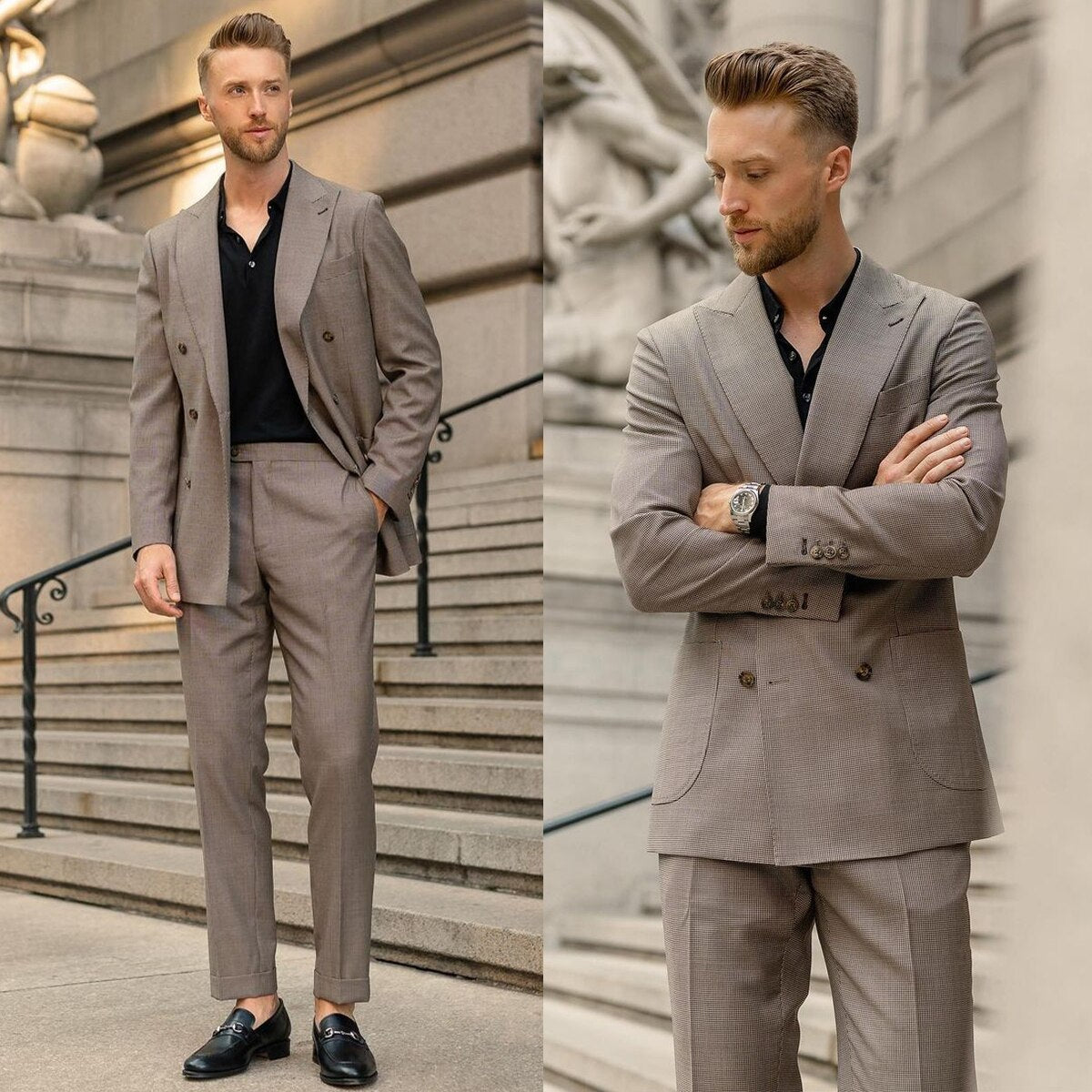 Costume kaki 2 pièces pour homme, blazer, pantalon, veste croisée, smoking tendance, costume de marié moderne pour mariage 