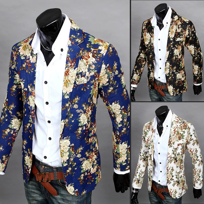 Nuevo blazer informal retro vintage para hombre, diseño con estampado de belleza, chaqueta de traje a la moda para hombre, disfraz de cantante, abrigo de baile para discoteca a la moda