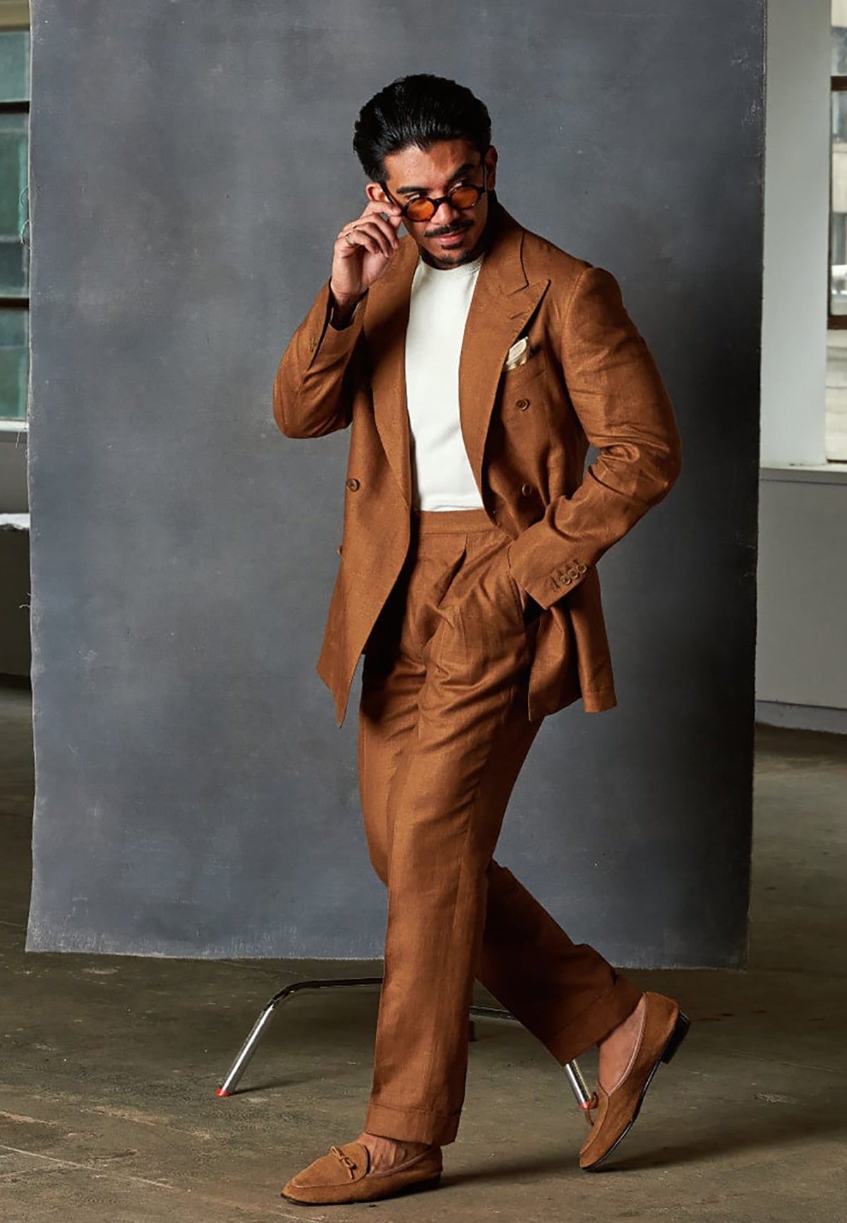 Costume homme 2 pièces blazer pantalon revers pointu croisé formel travail tenue lin sur mesure grande taille costume homme 
