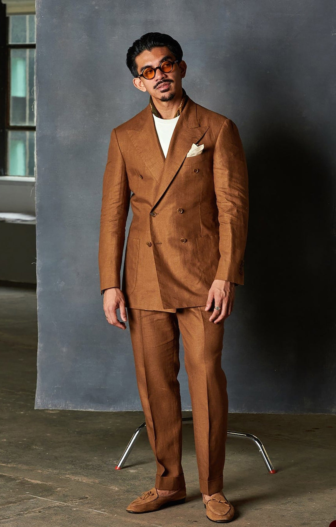 Costume homme 2 pièces blazer pantalon revers pointu croisé formel travail tenue lin sur mesure grande taille costume homme 