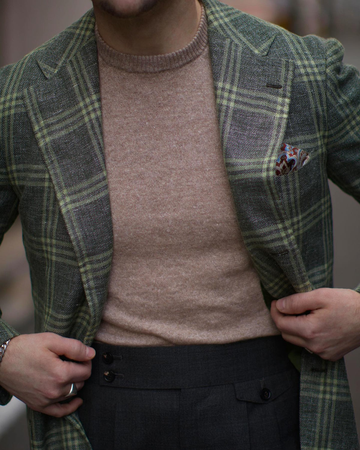 Traje de 2 piezas para hombre, blazer, pantalón, botonadura sencilla, solapa de pico, para negocios, ajustado, a cuadros, esmoquin, traje formal de boda para novio 