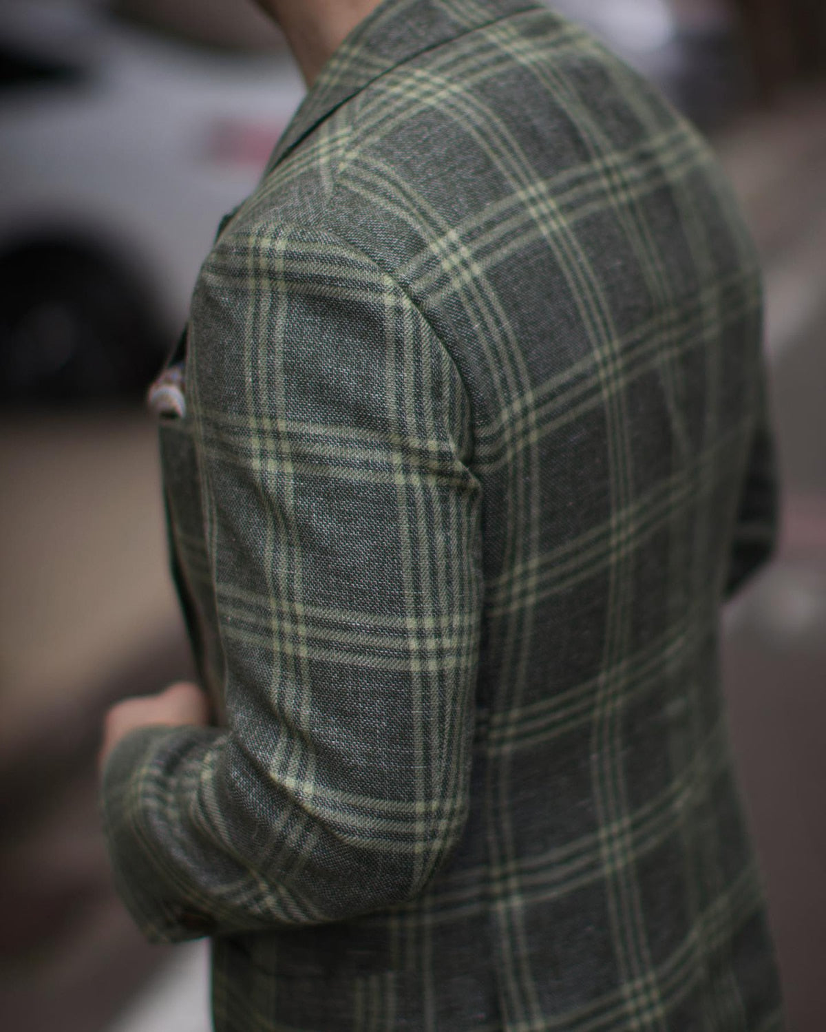 Traje de 2 piezas para hombre, blazer, pantalón, botonadura sencilla, solapa de pico, para negocios, ajustado, a cuadros, esmoquin, traje formal de boda para novio 
