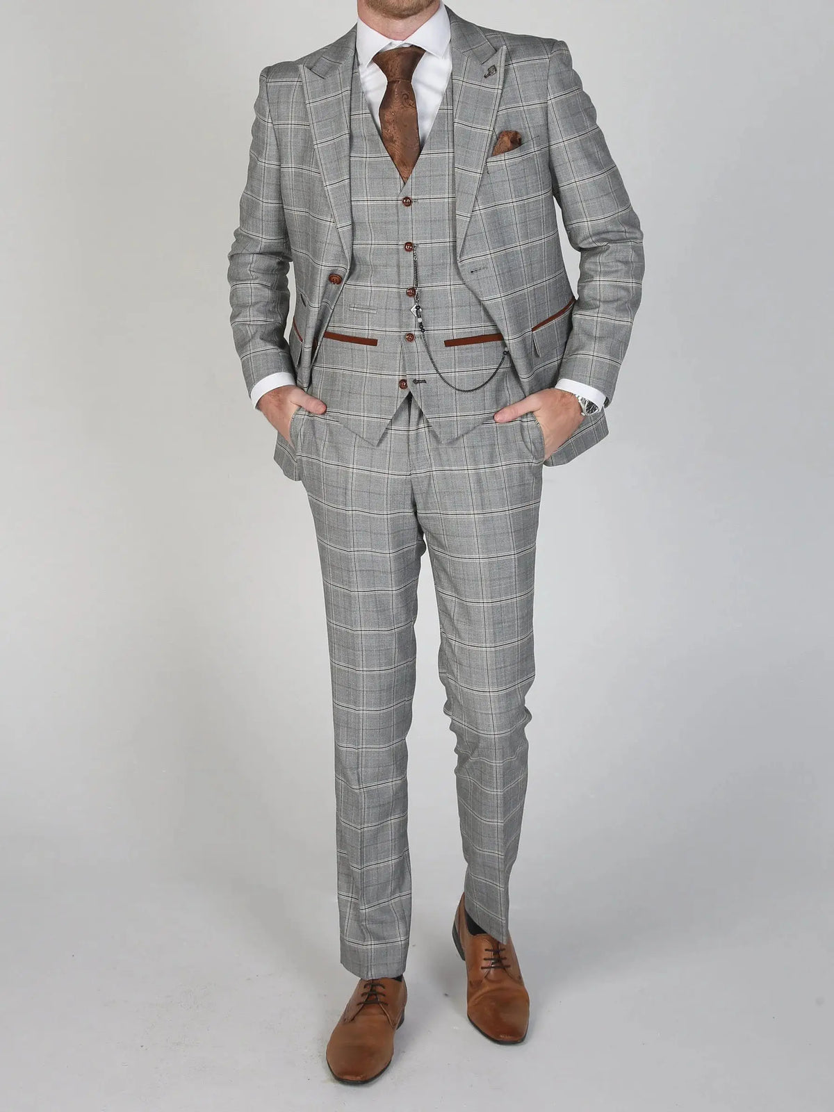New Men's Suit 3 Pieces Blazer Pants Buckle Work Wool Wear Checkered Wedding Prom Costume