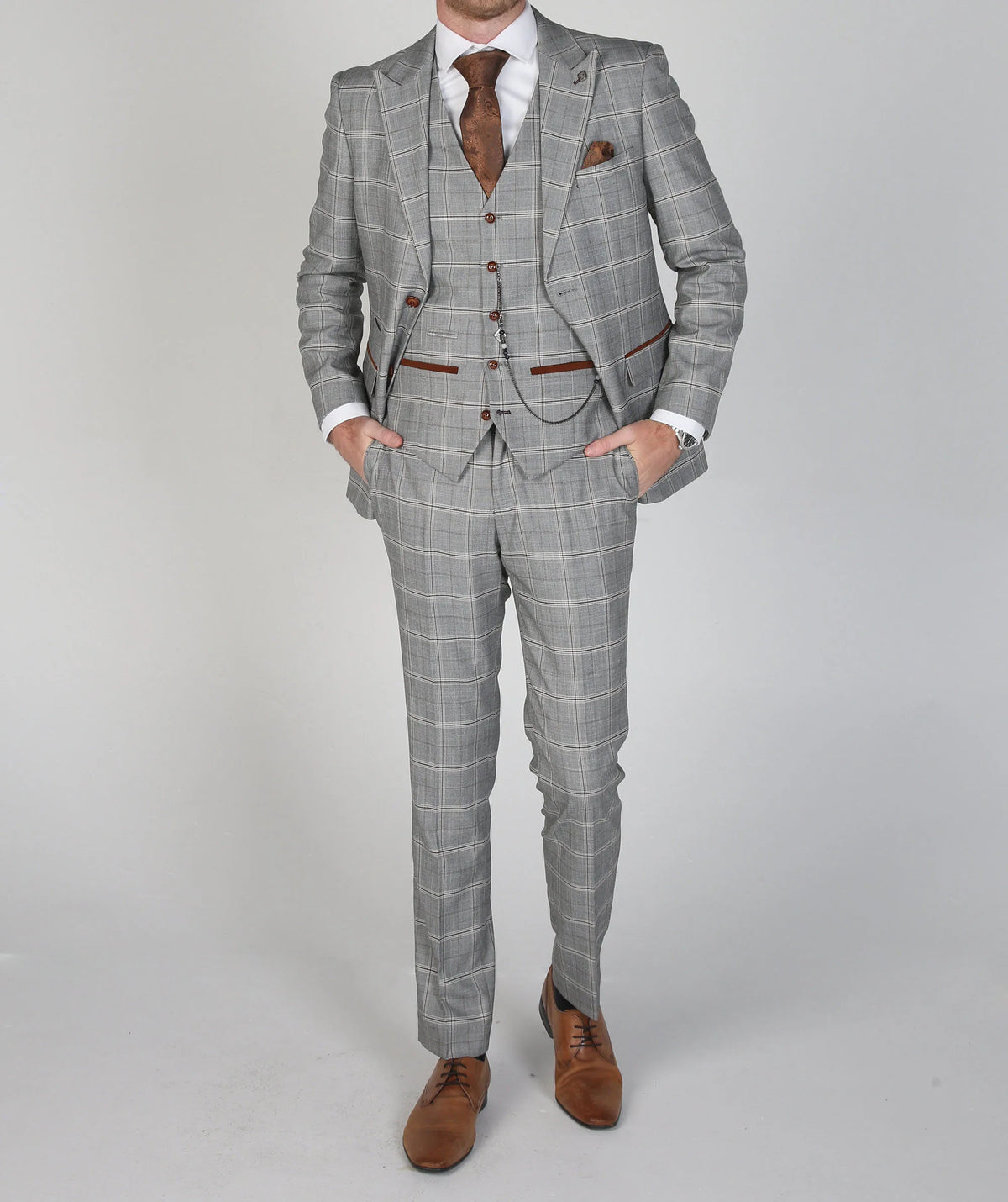 New Men's Suit 3 Pieces Blazer Pants Buckle Work Wool Wear Checkered Wedding Prom Costume