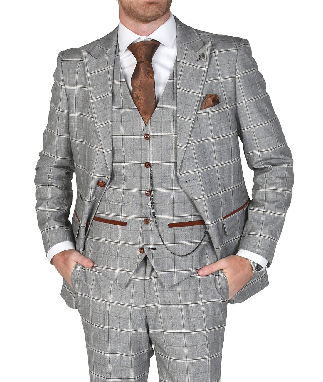 New Men's Suit 3 Pieces Blazer Pants Buckle Work Wool Wear Checkered Wedding Prom Costume